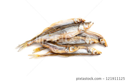 Dry smelt isolated, salted small herring, dried sardina, salted seafood, beer snacks stockfish 121911125