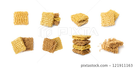 Raw Instant Rye Noodles Isolated, Dry Ramen Noodle, Uncooked Korea Vermicelli, Fast Chinese Pasta Raw Instant Rye Noodles Isolated, Dry Ramen Noodle, Uncooked Korea Vermicelli, Fast Chinese Pasta 121911163