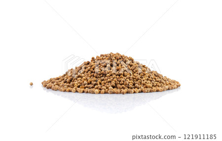 Coriander Seeds Isolated, Cilantro Grains, Chinese Parsley Seed Group, Dry Spices, Seasonings 121911185