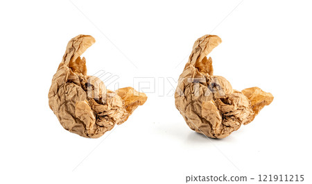 Crumpled Craft Paper Ball Isolated, Rugged Wrapping Round Lump, Old Paper Brown Wrinkled Sheet Crumpled Craft Paper Ball Isolated, Rugged Wrapping Round Lump, Old Paper Brown Wrinkled Sheet 121911215
