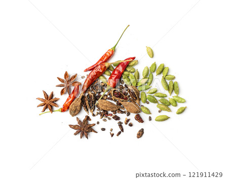 Black Cardamom Seeds Isolated, Brown Cardamon, Dry Kardamon Fruits, Cardamum Spice, Cardamomum Black Cardamom Seeds Isolated, Brown Cardamon, Dry Kardamon Fruits, Cardamum Spice, Cardamomum 121911429