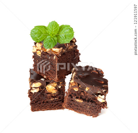Nut Brownie, Homemade German Chocolate Cake, Chocolate Peanuts Cake, Brownie Square Piece 121911597
