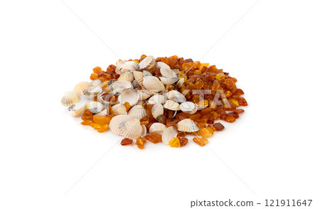 Amber stones isolated, polished orange gemstones, natural Baltic amber gems, golden resin crystals Amber stones isolated, polished orange gemstones, natural Baltic amber gems, golden resin crystals 121911647