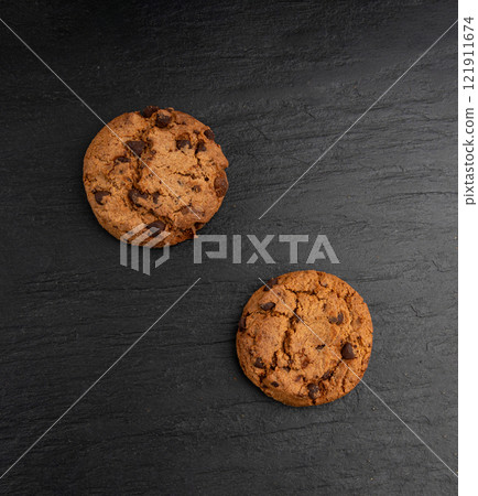 Chocolate chips pile cookies , American biscuits, cocoa confectionery cake, sweet morsels bakery 121911674