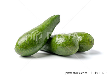 Avocado Isolated, Whole Avokado, Green Avocados Slice, Fresh Alligator Pear, Long Avocado Fruit 121911698