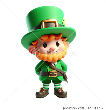 3D St. Patrick's Day Irish gnomes. Cartoon Leprechauns illustration for cards, decor, design 121911717