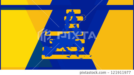creative Europe background with shape of the map of the European Union, EU, blue yellow design background 121911977