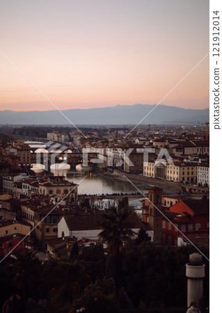 View of Florence. Italy. Stunning panorama of Florence at sunrise. City landscape at dawn. 121912014