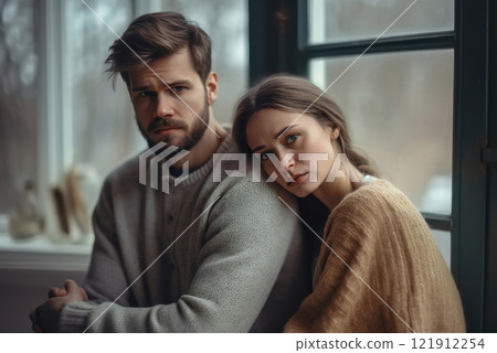 Marital Strain: Thoughtful Woman and Unnoticed Emotional Pain in Relationships 121912254