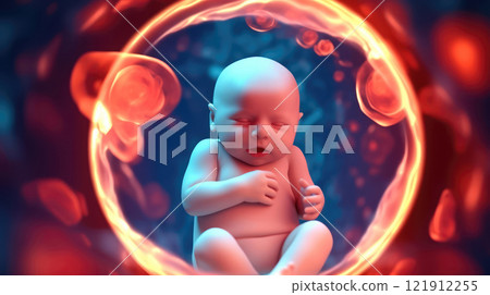 Fetus inside the womb of a pregnant mother 121912255