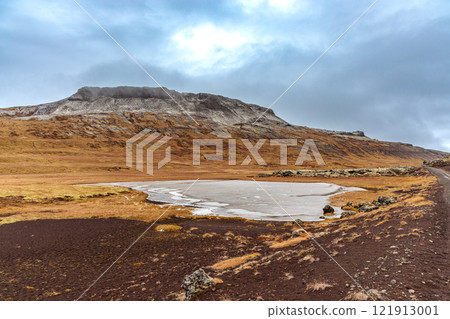 The landscape around the Ytri-Raudarmelskula volcano on the west of the island of Iceland 121913001