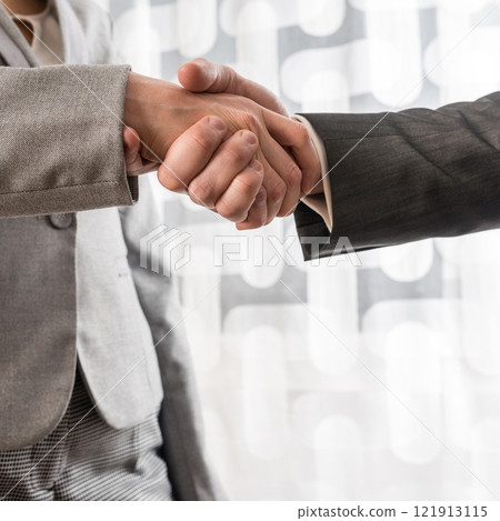 Business man and woman shaking hands Business man and woman shaking hands 121913115