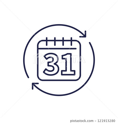 monthly subscription line icon with a calendar monthly subscription line icon with a calendar 121913280