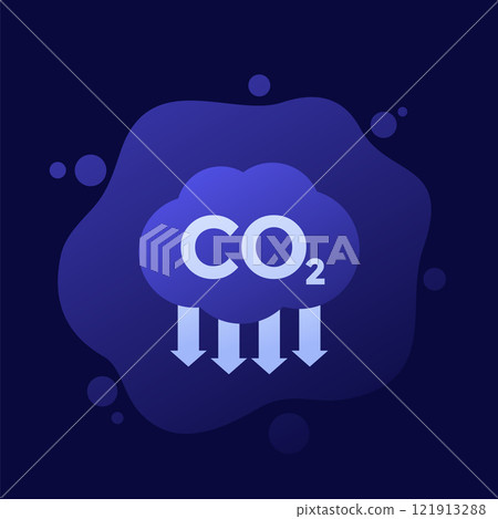 co2 gas, carbon dioxide emissions reduction icon co2 gas, carbon dioxide emissions reduction icon 121913288