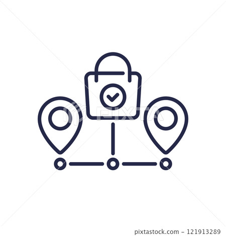 grocery delivery line icon with shopping bag grocery delivery line icon with shopping bag 121913289