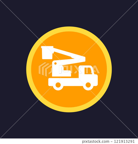 bucket truck icon, boom lift vector sign 121913291
