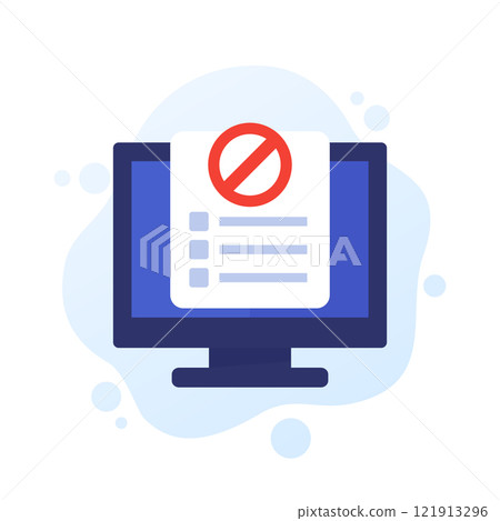 blacklist icon with computer, flat vector design 121913296