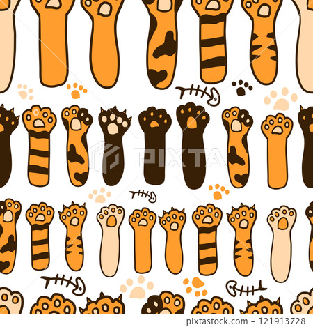 Dog Paw Cat Paw heart love puppy foot print kitten valentine vector Seamless Pattern wallpaper background. hand drawing. Not AI, Vector illustration Dog Paw Cat Paw heart love puppy foot print kitten valentine vector Seamless Pattern wallpaper background. hand drawing. Not AI, Vector illustration 121913728