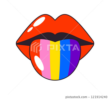 Lips showing rainbow tongue sticker Lips showing rainbow tongue sticker 121914240