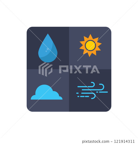 Square weather symbols display various conditions 121914311