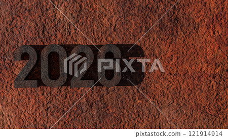 The Rusty 2026 on metal plate for Background concept 3d rendering. The Rusty 2026 on metal plate for Background concept 3d rendering. 121914914