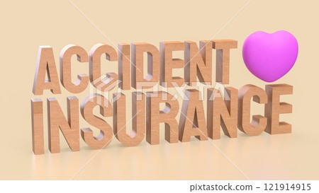 The Accident insurance wood and pink heart 3d rendering image. The Accident insurance wood and pink heart 3d rendering image. 121914915