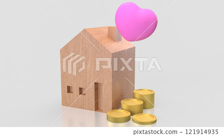 The Wood House and Heart for Property or Building concept 3d rendering. The Wood House and Heart for Property or Building concept 3d rendering. 121914935