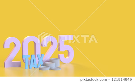 The Number and coins for Tax 2025 concept 3d Rendering. 121914949