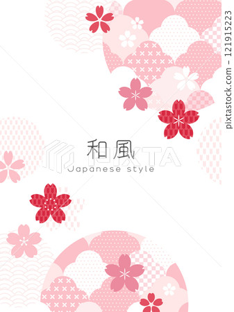 Japanese style design Cherry blossom and traditional pattern background material 121915223