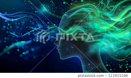 Abstract blue light swirl and profile 121915286