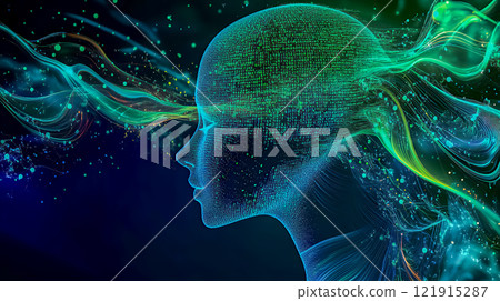 抽象藍光漩渦和輪廓 抽象藍光漩渦和輪廓 121915287