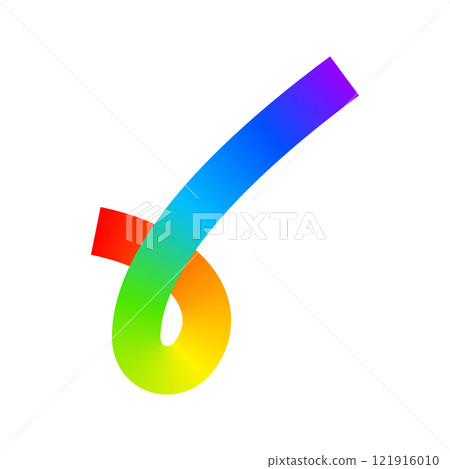 Rainbow colored squiggle figure. Cool multicolored looped line isolated on white background. Organic doodle curl with gradient effect. Vector illustration Rainbow colored squiggle figure. Cool multicolored looped line isolated on white background. Organic doodle curl with gradient effect. Vector illustration 121916010