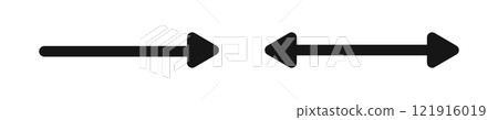 Arrow and double arrow icons. Next, look here, two sides symbols. Black horizontal pointer, direction or position, reverse or width signs isolated on white background. Vector graphic illustration Arrow and double arrow icons. Next, look here, two sides symbols. Black horizontal pointer, direction or position, reverse or width signs isolated on white background. Vector graphic illustration 121916019