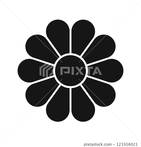 Daisy or gerbera flower silhouette with 10 petals. Flover chart divided on ten equal parts in leaf shapes isolated on white background. Layout for data presentation. Vector graphic illustration Daisy or gerbera flower silhouette with 10 petals. Flover chart divided on ten equal parts in leaf shapes isolated on white background. Layout for data presentation. Vector graphic illustration 121916021