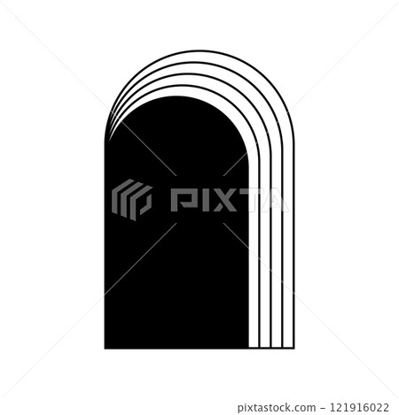 Concentric arch frames isolated on white background. Geometric archway shapes in trendy boho or art deco style. Doors or gate, window or portal frameworks. Vector graphic illustration Concentric arch frames isolated on white background. Geometric archway shapes in trendy boho or art deco style. Doors or gate, window or portal frameworks. Vector graphic illustration 121916022