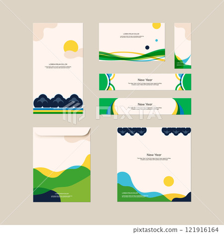 New Year Greetings and Stationery Design template. vector illustration. 121916164