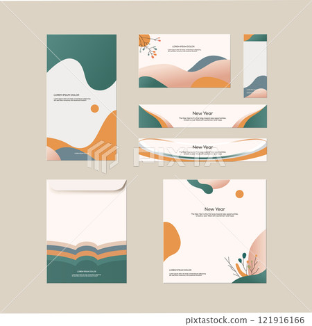 New Year Greetings and Stationery Design template. vector illustration. 121916166