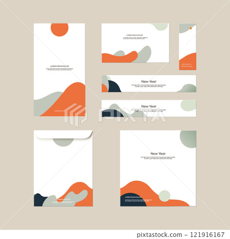 New Year Greetings and Stationery Design template. vector illustration. 121916167
