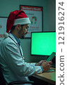 Doctor in New Year Hat on Green Screen Background 121916274