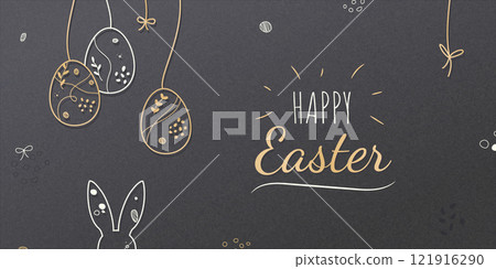 Happy Easter outline card Happy Easter outline card 121916290