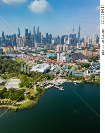 Vertical aerial view of Kuala Lumpur in daytime 121916413