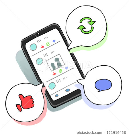 在智慧型手機上開啟 SNS 應用程式的插圖 121916438