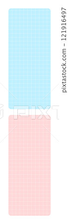 一組淺藍色和粉紅色背景材料，帶有簡單的網格-垂直尺寸的方格紙和便籤的圖像部分 121916497