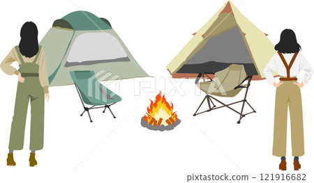 Illustration of a tent being set up Illustration of a tent being set up 121916682