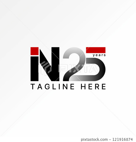 Logo design graphic concept creative premium vector stock image graphic initial text In 25 year font celebration anniversary monogram typography event 121916874