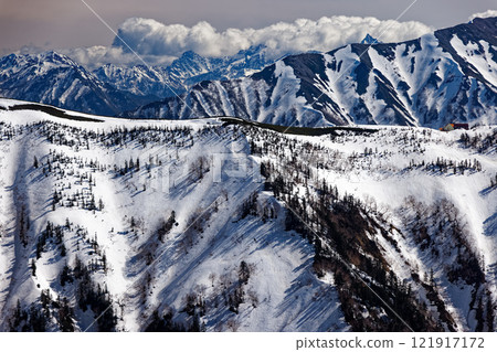 從北阿爾卑斯山比池附近看到的種池山莊和穗高山/矢梨岳 從北阿爾卑斯山比池附近看到的種池山莊和穗高山/矢梨岳 121917172
