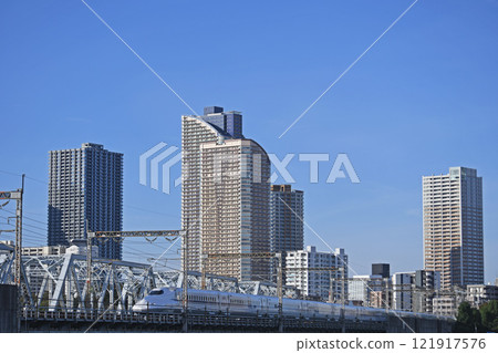 Tall building and Shinkansen 121917576