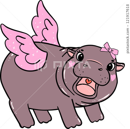Happy Valentine Cupid Pygmy Hippo 121917618