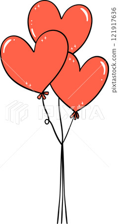 Cute Heart Balloons doodle Cute Heart Balloons doodle 121917636