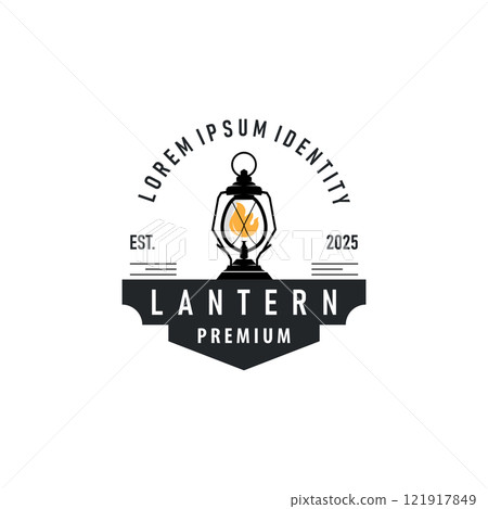 Lantern Logo Design Street Lamp Old Classic Vintage Minimalist Illustration Template 121917849